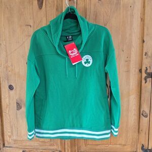 NWT NBA Celtics Cowl Neck Sweatshirt XL Ultragame Green Pockets
